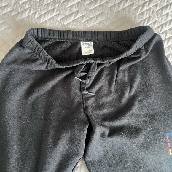 PINK Black Zip-Up Hoodie and Joggers with Neon Rainbow Logo - Picture 5 of 5